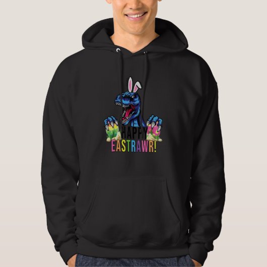 Gelukkig Eastrawer Rex Dinosaurus Paasdag Konijntj Hoodie (Voorkant)