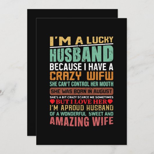 Gelukkig echtgenoot gekke vrouw augustus vrouw ver feestdagenkaart (Voorkant / Achterkant)