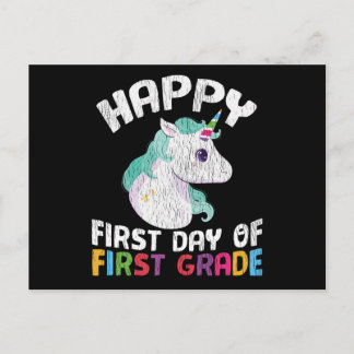 Gelukkig Eerste Klas Eenhoorn Eerste Schooldag Cad Briefkaart