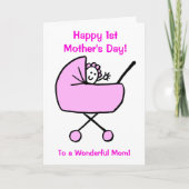 Gelukkig eerste Moederdag kaart voor meisje (Voorkant)