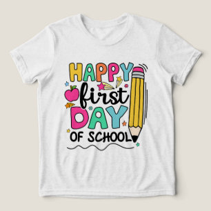 Gelukkig eerste schooldag potlood leraar kinderen Tri-Blend shirt