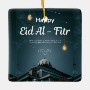 Gelukkig Eid Al Fitr-moskee lantaarn nachtkunst Keramisch Ornament