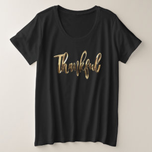 Gelukkig Elegant Faux Gold Script-Thanksgiving Grote Maat T-shirt