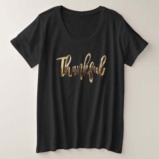 Gelukkig Elegant Faux Gold Script-Thanksgiving Grote Maat T-shirt (Design voorkant)