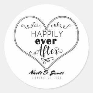 Gelukkig Elke Dag Modern Sprookjes Huwelijksgunst Ronde Sticker