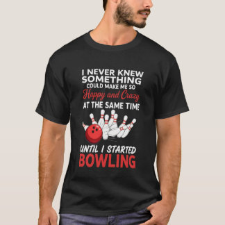 Gelukkig en gek spel sport grappig bowlen t-shirt