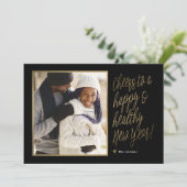 Gelukkig en gezond nieuwjaar fotokaart feestdagenkaart (Staand voorkant)