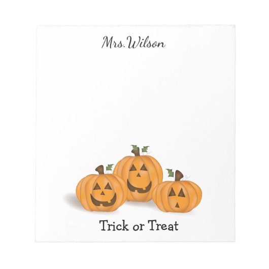 Gelukkig en glimlachend Jack O Lantern Notitieblok (Voorkant)