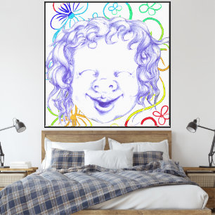 Gelukkig en lachend van blijdschap canvas afdruk
