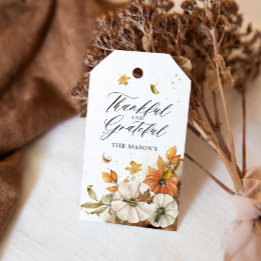 Gelukkig en prijzenswaardige Thanksgiving voor tag Cadeaulabel