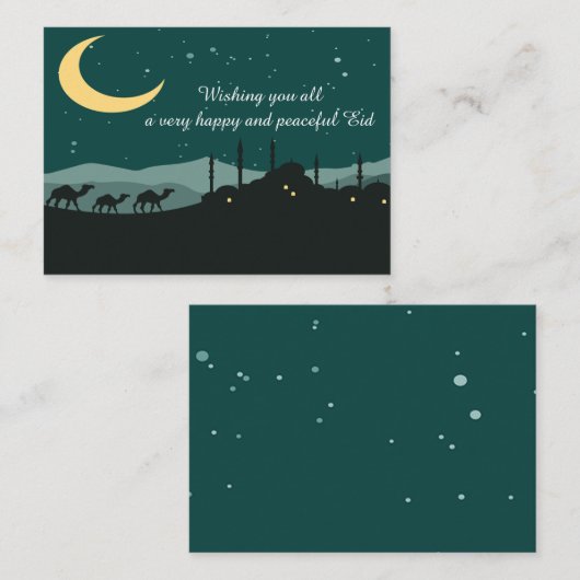 Gelukkig en vredig Eid Notitiekaartje (Voorkant / Achterkant)