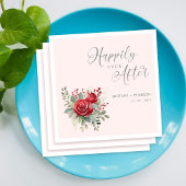 Gelukkig Ever Na Blush Bruiloft Servetten met Roos