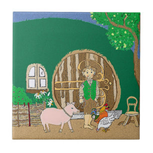 Gelukkig fantasieboekpersonage thuis tegeltje