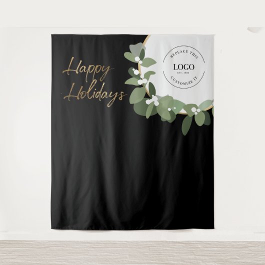 Gelukkig Feest Logo Kerst Foto Achtergrond Wandkleed (Voorkant)