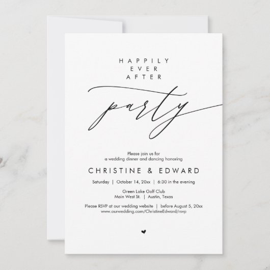 Gelukkig feest na de bruiloft, moderne bruiloftdin kaart (Voorkant)