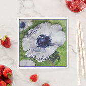 Gelukkig Feest Viering Witte Anemoon Bloemen Servet (Insitu)