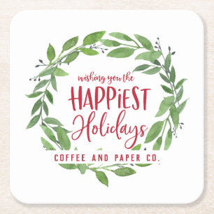 Gelukkig Feestdagen zakelijke kerstmis Vierkante Kartonnen Onderzetter