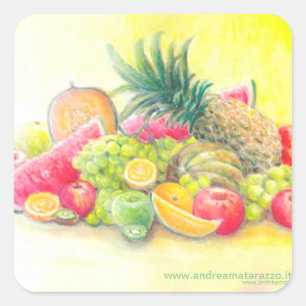 Gelukkig fruit vierkante sticker