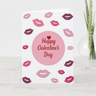 Gelukkig Galentines-dag Glanzende Lippen Kaart