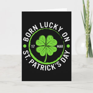 Gelukkig Geboren Op St. Patrick's Day 17 Maart Ier Kaart