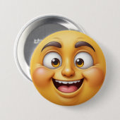 Gelukkig Geel 3D Effect Emoji Ronde Button 7,6 Cm (Voorkant /achterkant)
