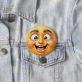 Gelukkig Geel 3D Effect Emoji Ronde Button 7,6 Cm (In situ)