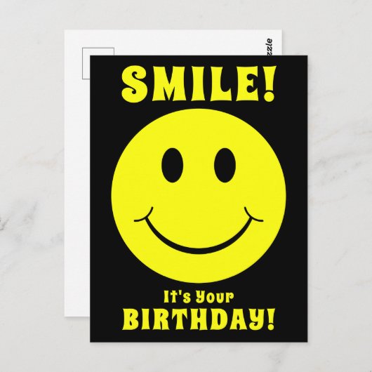 Gelukkig Geel Gezicht Glimlach het is je verjaarda Briefkaart (Voorkant / Achterkant)