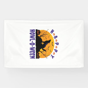 Gelukkig Gehuil O Ween Huilende Halloween Hond Ess Spandoek