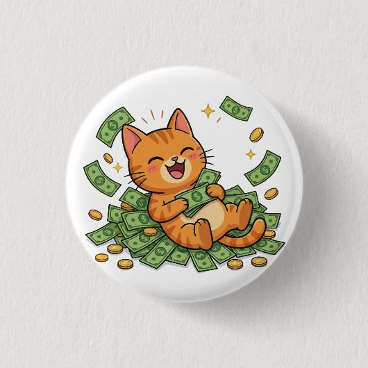 Gelukkig Geld Kat Knop Ronde Button 3,2 Cm (Voorkant)