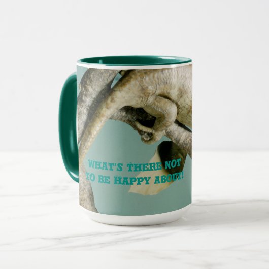 Gelukkig geniet hij van levensechte tekst voor jou mok (Voorkant links)