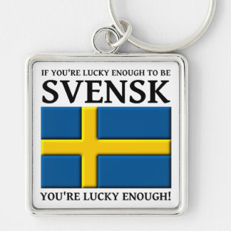 Gelukkig genoeg om een Zweedse Svensk sleutelhange Sleutelhanger