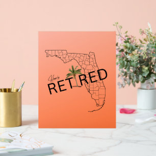 Gelukkig Gepensioneerd Florida kaart en tropische Acryl Bord