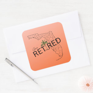 Gelukkig Gepensioneerd Florida kaart en tropische  Vierkante Sticker