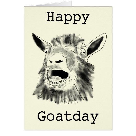Gelukkig geschrokken Goat Day Funny Quirky Tekenin (Voorkant)