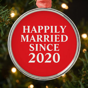 Gelukkig Getrouwd Sinds Aangepaste Koppels Metalen Ornament