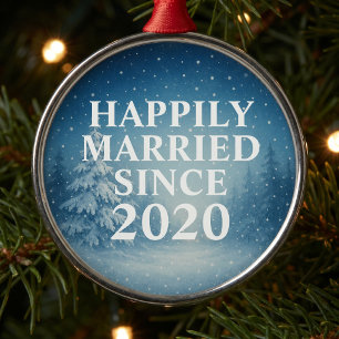 Gelukkig getrouwd sinds Custom Couples Metalen Ornament