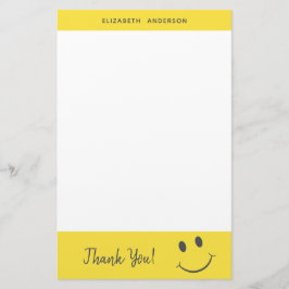 Gelukkig Gezicht glimlachen Dank u toevoegen Naam Briefpapier