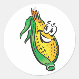 gelukkig gezicht maiskolf ronde sticker