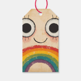 GELUKKIG GEZICHT REGENBOOG CADEAULABEL