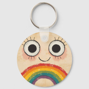 GELUKKIG GEZICHT REGENBOOG SLEUTELHANGER