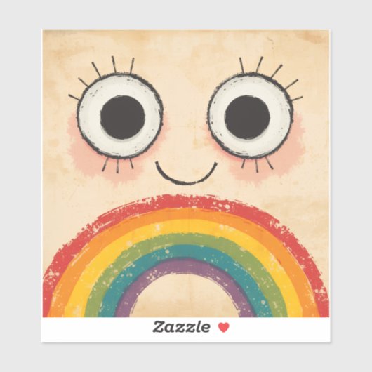GELUKKIG GEZICHT REGENBOOG STICKER (Vel)