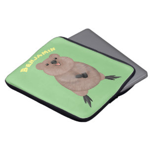 Gelukkig glimlachend schattig caka-cartoon ontwerp laptop sleeve