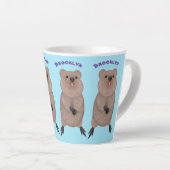 Gelukkig glimlachend schattig caka-cartoon ontwerp latte mok (Rechterhoek)