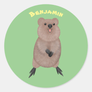 Gelukkig glimlachend schattig caka-cartoon ontwerp ronde sticker