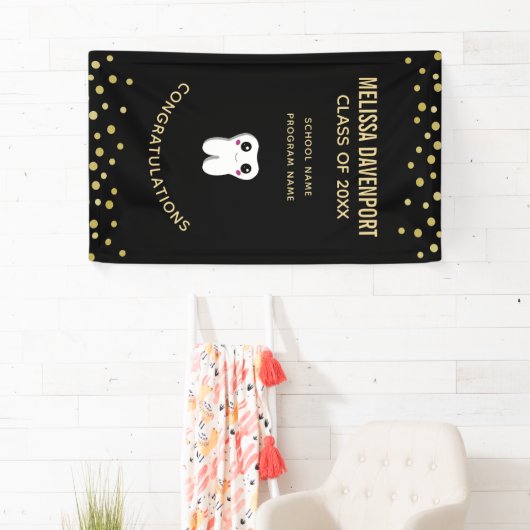 Gelukkig glimlachend tandheelkundig Afstuderen Spandoek (Insitu)