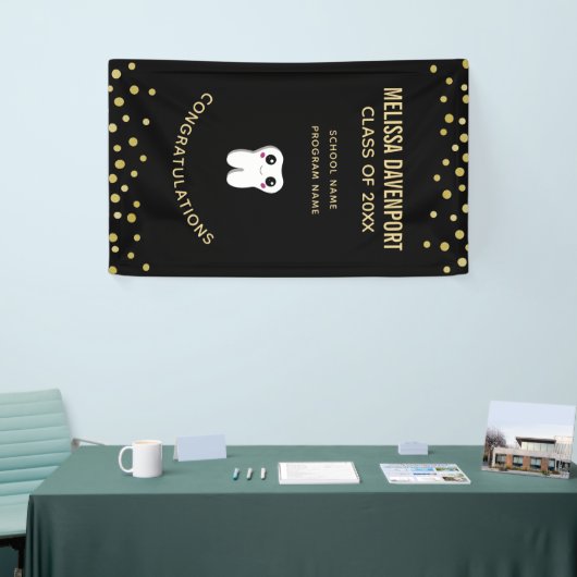 Gelukkig glimlachend tandheelkundig Afstuderen Spandoek (Beurs)