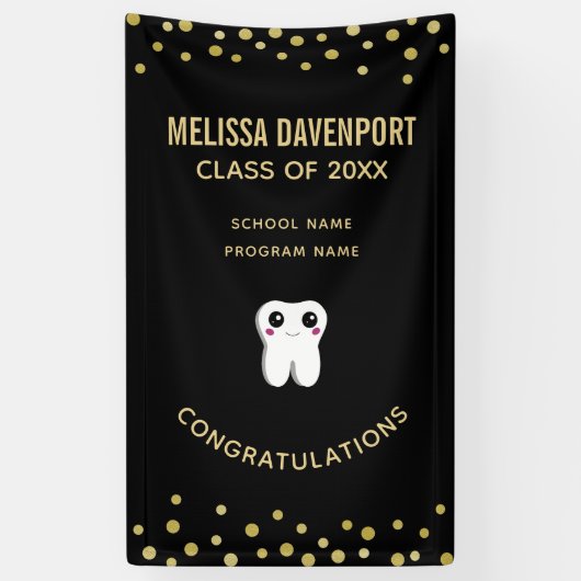 Gelukkig glimlachend tandheelkundig Afstuderen Spandoek (Verticaal)