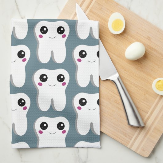 Gelukkig glimlachend tandheelkundig kaarsenpatroon theedoek (Quarter Fold)