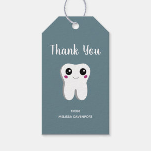 Gelukkig glimlachend tandheelkundig tand Cute Hart Cadeaulabel
