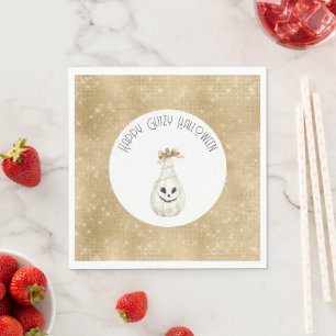 Gelukkig Glitzy Halloween Gouden Crème Pompoen Gez Servet
